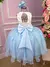 Vestido Juvenil Vila Lele Ivete Peito Off e Saia Azul Bebe na internet