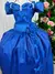 Vestido Marie Longo Manga Princesa Azul Royal na internet