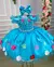 Vestido Princesa Belli Bia Jardim Encantado Azul Tiffany