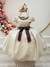 Vestido Infantil Cor Camurça C/ Bolero Cetim Broche de Laço - Mirella Encanto Kids