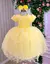 Vestido Menina Bonita Amarelo Borboletas Peito Tule
