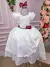 Vestido Lorenzetti Longo Branco Peito Rendado Cinto Marsala
