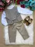 Conjunto Miss Cherry Luan Colete Xadrez Bege - Mirella Encanto Kids