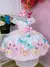Vestido Infantil Branco C/ Borboletas Coloridas e Broche