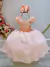 Vestido Infantil Salmão Busto C/ Renda e Cinto de Pérolas