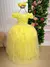 Vestido Enjoy Longo Laura Amarelo Rendado