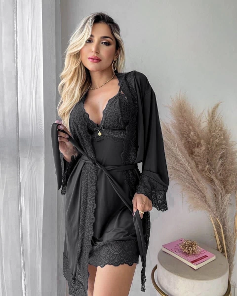 Robe em Liganete e Renda Tam. M - comprar online