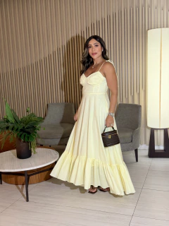 Vestido longo tricoline Clarice