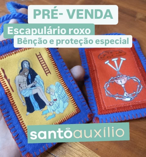Escapulário roxo bênção e proteção especial - FEITO À MÃO - comprar online