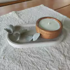 SET BANDEJA CONCRETO Y VELA + BASE DALLAS - A&A Deco