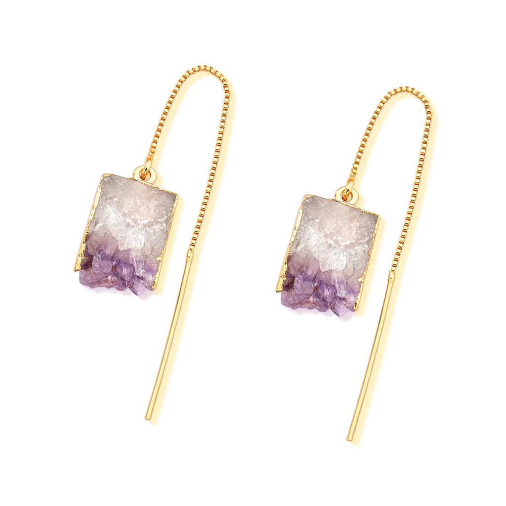Brinco Isla | Estalactite de Ametista | Folheado a Ouro