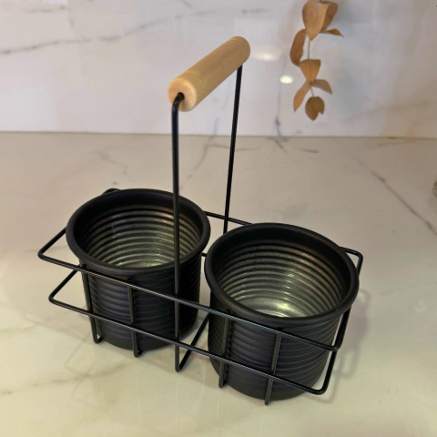 Set canasto + frascos negro Siri