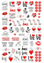 Imagen de Sonew® 12 Hojas de Pegatinas para Decoración de Uñas - Diseños Encantadores de San Valentín con Labios Rojos y Corazones