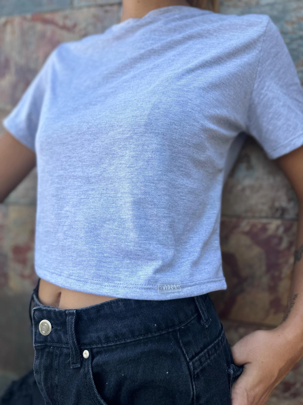 Remera manga corta gris