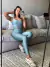 Conjunto Glamour Cropped de Alça Grossa Legging cós Reto Cintura Super Alta