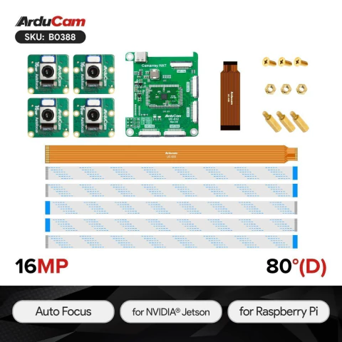 Kit Cámara Cuádruple 16MP Sincronizado para Raspberry Pi B0388