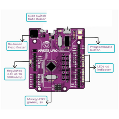 Imagen de Maker UNO - Placa Arduino Compatible con LEDs, Buzzer y Botón para Educación y Proyectos