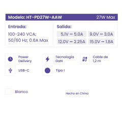 Fuente Siranet - USB-C 5.1V 5A PD 27W Para Raspberry Pi 5 - comprar online