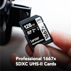 Lexar Professional 1667x SDXC UHS-II 128GB 250MB/s u3 v60 4k - comprar online