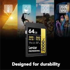 Lexar Professional 2000x SDXC UHS-II 64GB 300MB/s u3 v90 8k - comprar online