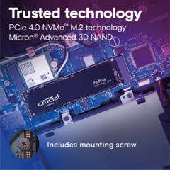 SSD Crucial P3 Plus 1TB NVMe M.2 PCIe Gen4 - Hasta 5000MB/s - Siranet