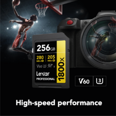 Lexar Professional 1800x Sdxc Uhs-ii 256gb V60 4k - 280mb/s