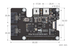 Imagen de Sata Hat Plus 2 Canales Para Raspberry Pi 5 Waveshare