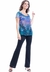 Blusa Tunica Crepe Renda Estampada Floresta Azul na internet