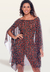 Saida de Praia Kaftan Vestido Amplo Bata Crepe Estampado Vermelho Preto