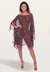 Saida de Praia Kaftan Vestido Amplo Bata Crepe Estampado Vermelho Preto - Resort Wear