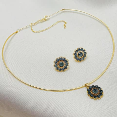 Imagem do Kit Choker Argola com Pingente e Brinco Strass Conjunto