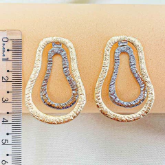 Brinco Duplo Duas Cores Prata e Dourado - Formas Variadas