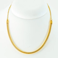 Colar Feminino Choker Dourado Folheado | com garantia