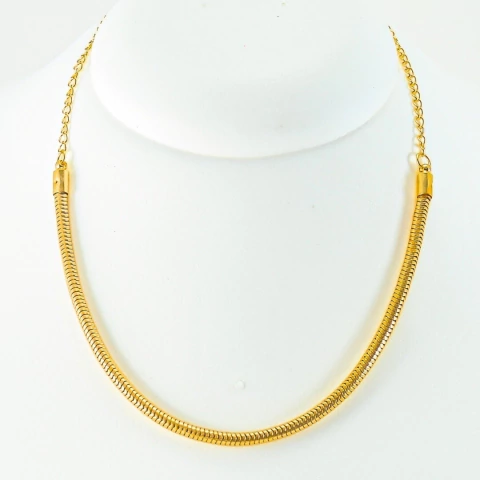 Colar Feminino Choker Dourado Folheado | com garantia