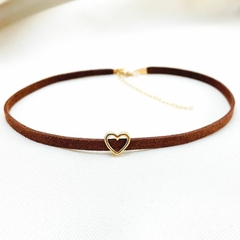 Colar Choker Coração com Courino na internet