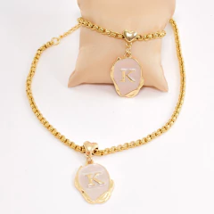 Kit Colar e Pulseira Letra Inicial do Nome | Corrente Veneziana - GRM Bijuterias