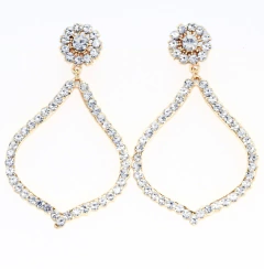 Brinco Dourado com Strass Efeito Triangular