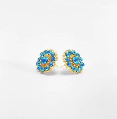 Brincos Femininos de Strass e Base Dourada