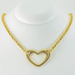 Colar Dourado com Pingente Coração e Moda Religiosa, Corrente Veneziana | Acessório Bijuteria - comprar online