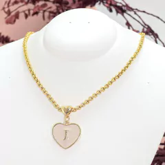 Colar de Letra Inicial Pingente Coração e Corrente Dourada - comprar online