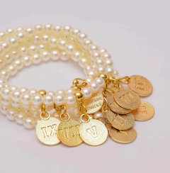 Kit 5 Pulseiras Dez Mandamentos com Pérolas - comprar online