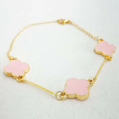 Pulseira Pingentes Trevo Quatro Pétalas Modelo Grande