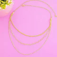 Colar Triplo Choker Folheado Correntes | com garantia | 1 milésimo - GRM Bijuterias