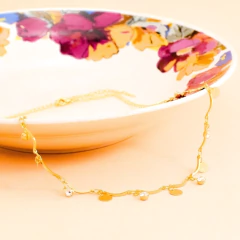 Colar Feminino Choker Dourado Folheado | com garantia - GRM Bijuterias