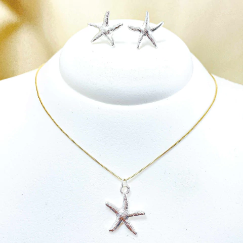 Kit Estrela e Concha, Dourado e Prata, Duas Cores