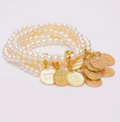 Kit 5 Pulseiras Dez Mandamentos com Pérolas - GRM Bijuterias