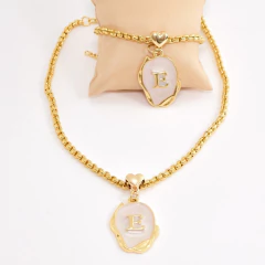 Kit Colar e Pulseira Letra Inicial do Nome | Corrente Veneziana