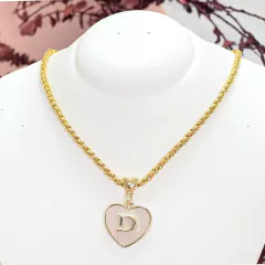 Colar de Letra Inicial Pingente Coração e Corrente Dourada - comprar online