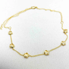 Colar Feminino Choker Dourado Folheado | com garantia