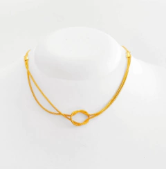 Colar Feminino Choker com 2 Correntes | Folheado 1 mm | com garantia